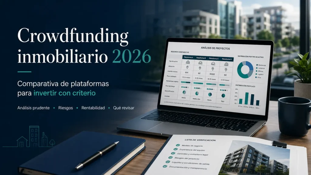 Imagen destacada de una comparativa de crowdfunding inmobiliario 2026 con análisis de plataformas, riesgos y rentabilidad