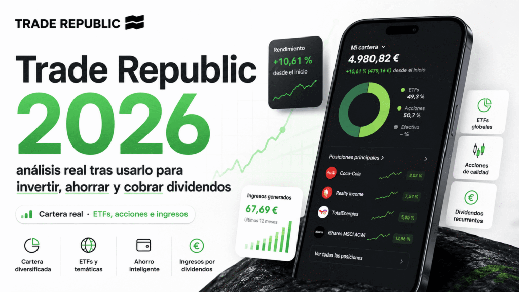 Imagen destacada del análisis de Trade Republic 2026 con cartera real, ETFs, acciones, ahorro y dividendos