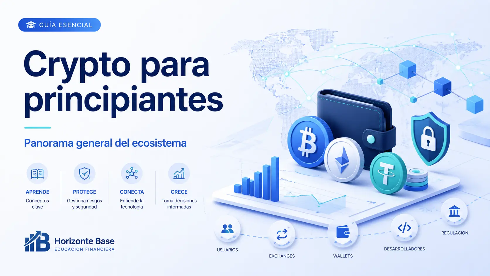 Panorámica visual del ecosistema crypto para principiantes