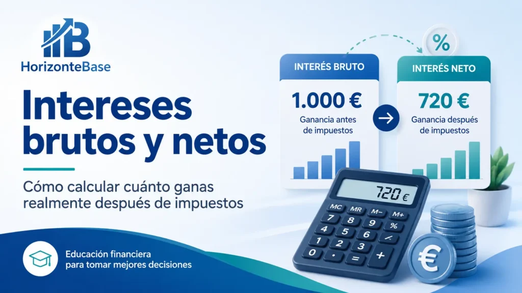 Intereses brutos y netos explicados con cálculo de ganancia después de impuestos